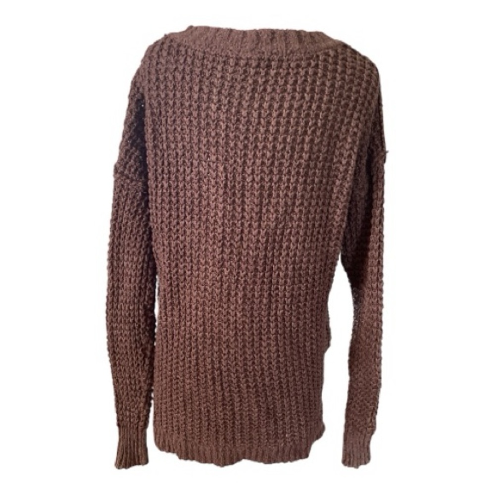 Free People Whistle Thermal Henley Cozy Sweater - Chocolate Brown - Picture 3 of 6